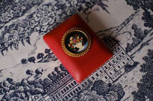 Antique Hand Painted Flower Brooch