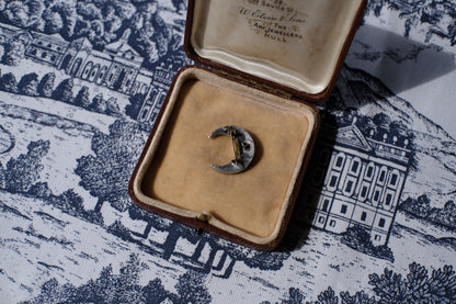 Antique Victorian Paste Crescent Moon Brooch