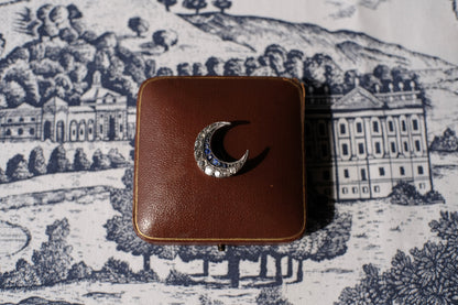 Antique Victorian Paste Crescent Moon Brooch