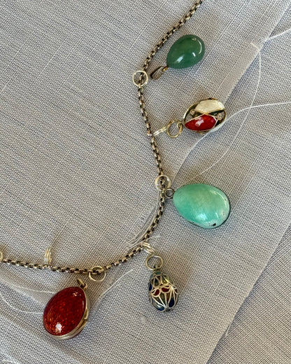 Antique and Vintage Egg Pendant Collection - Russian Style Enamel and Hardstone Eggs