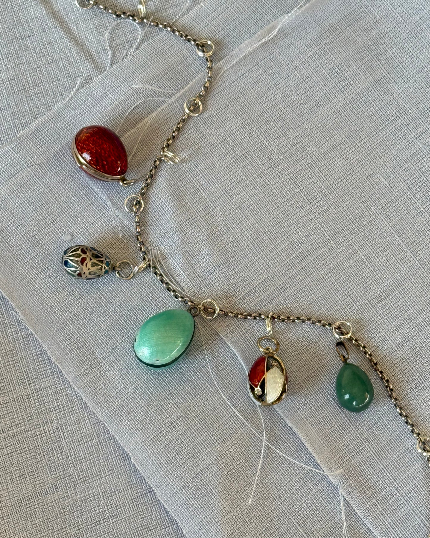 Antique and Vintage Egg Pendant Collection - Russian Style Enamel and Hardstone Eggs