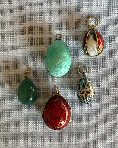 Antique and Vintage Egg Pendant Collection - Russian Style Enamel and Hardstone Eggs
