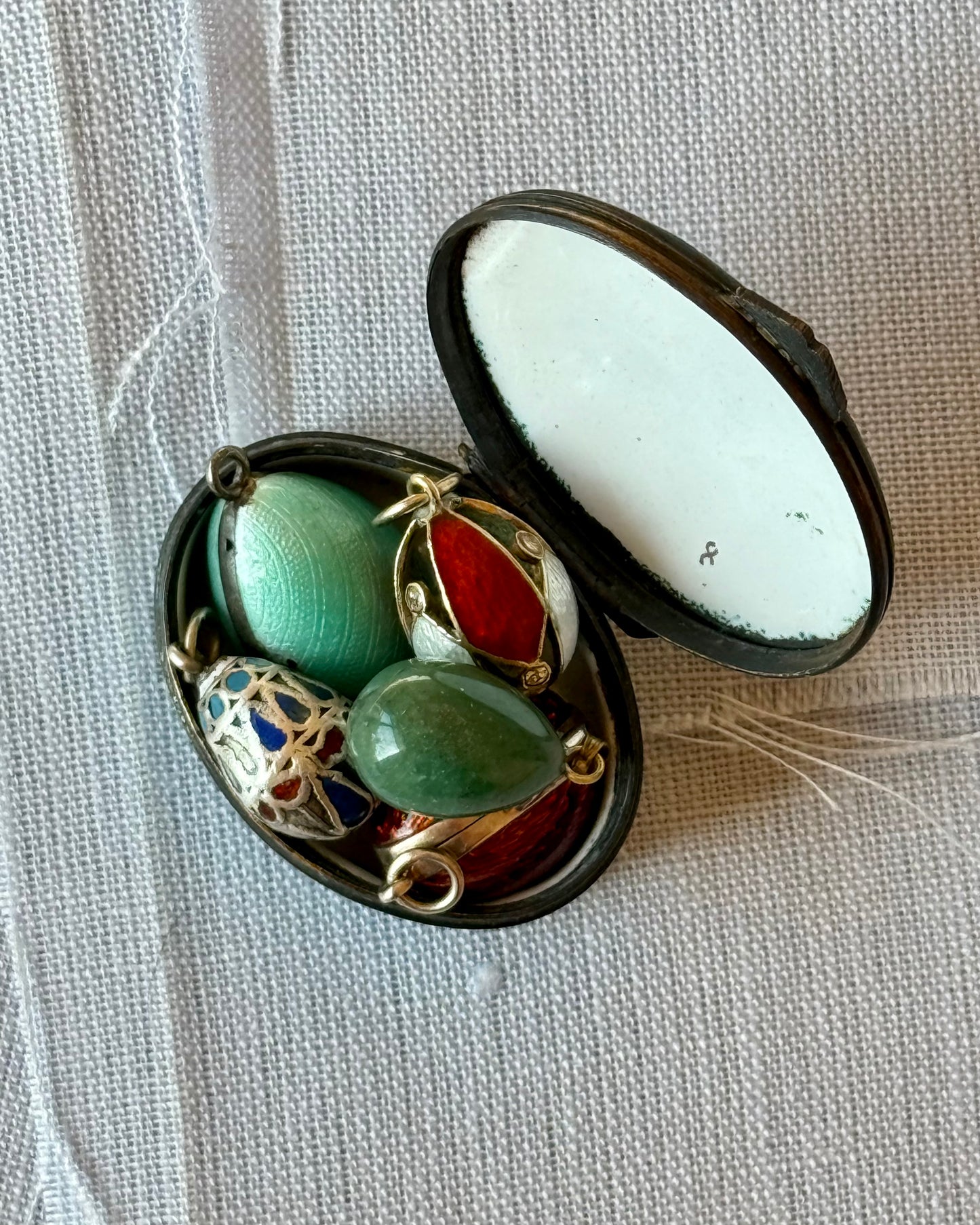 Antique and Vintage Egg Pendant Collection - Russian Style Enamel and Hardstone Eggs
