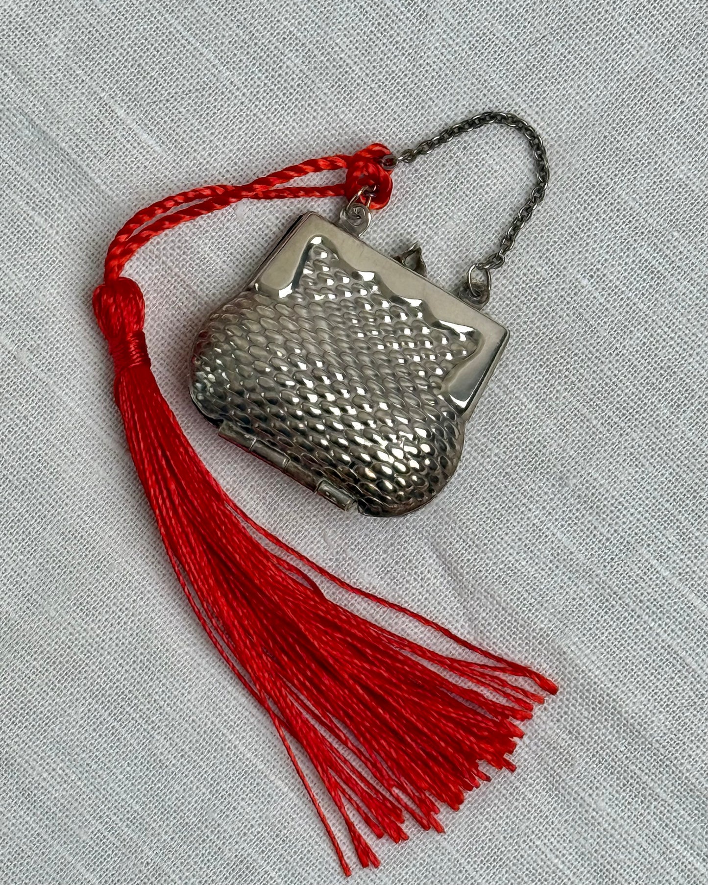 Vintage Portuguese Silver Miniature Purse Pendant, c. 1998