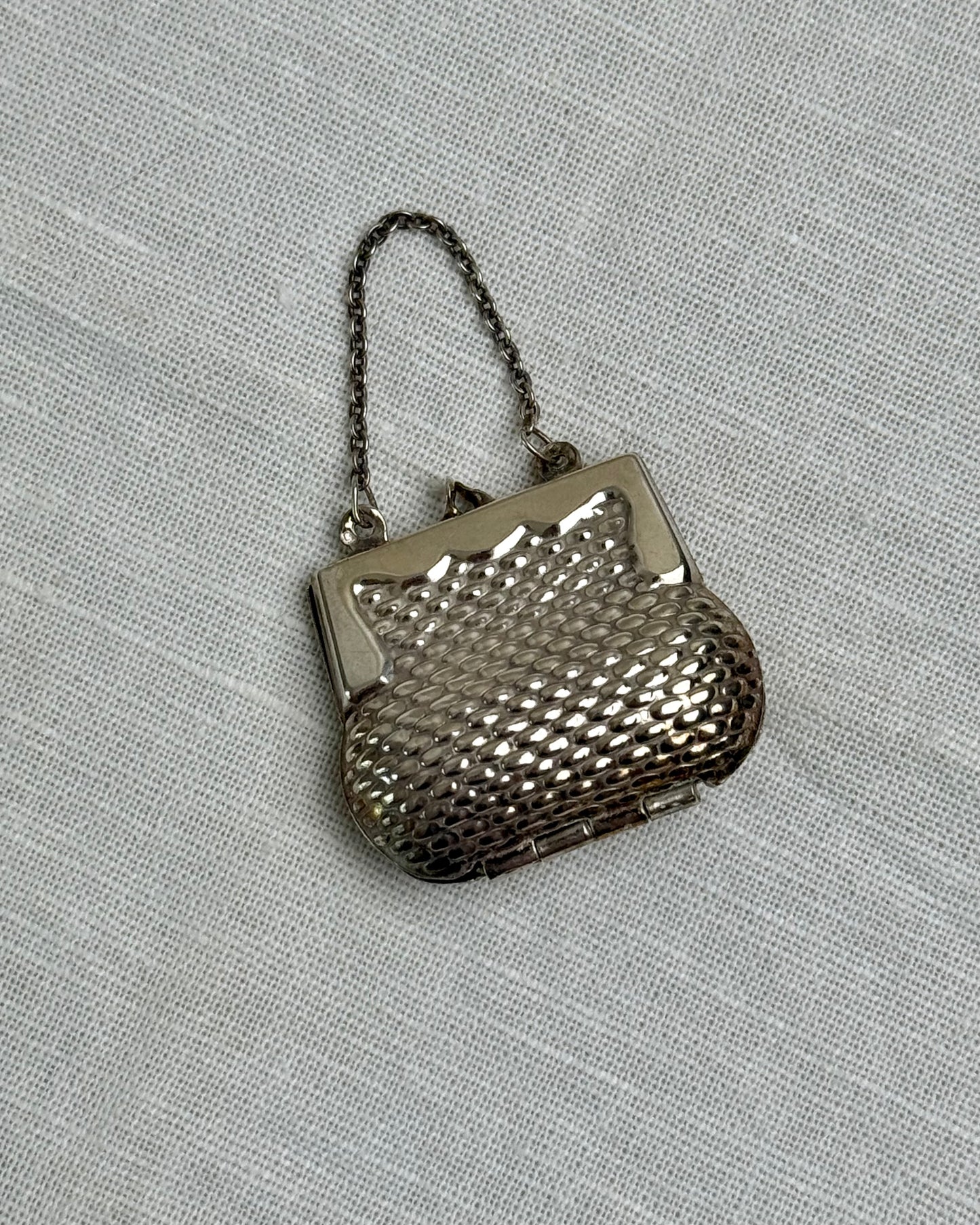 Vintage Portuguese Silver Miniature Purse Pendant, c. 1998