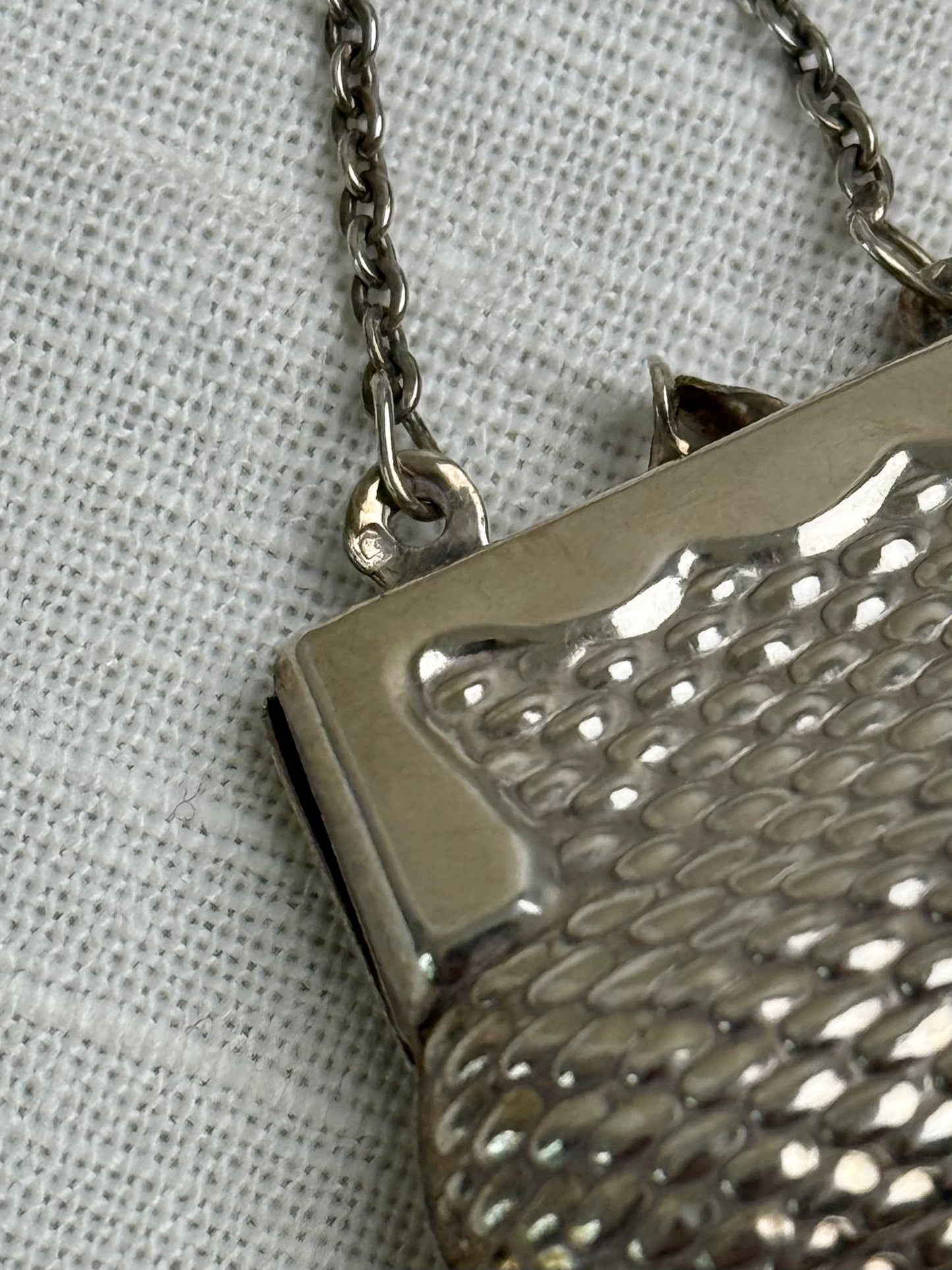 Vintage Portuguese Silver Miniature Purse Pendant, c. 1998