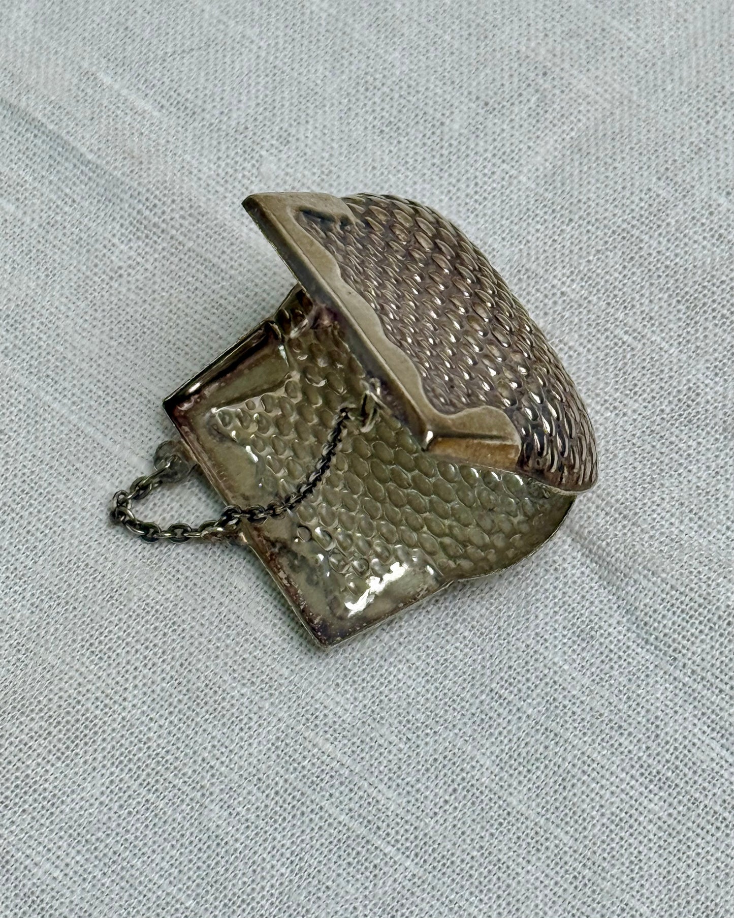 Vintage Portuguese Silver Miniature Purse Pendant, c. 1998