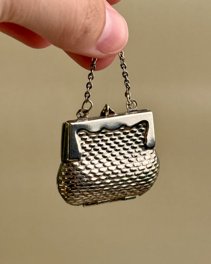 Vintage Portuguese Silver Miniature Purse Pendant, c. 1998