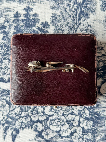 Antique Silver and Seed Pearls Flower Spray Brooch