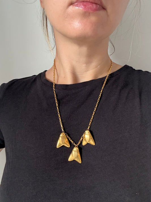Vintage Golden Flies Necklace