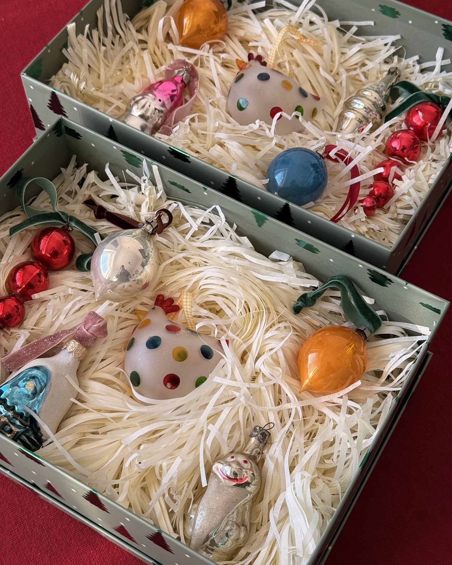 Vintage Christmas Tree Glass Ornaments Sets