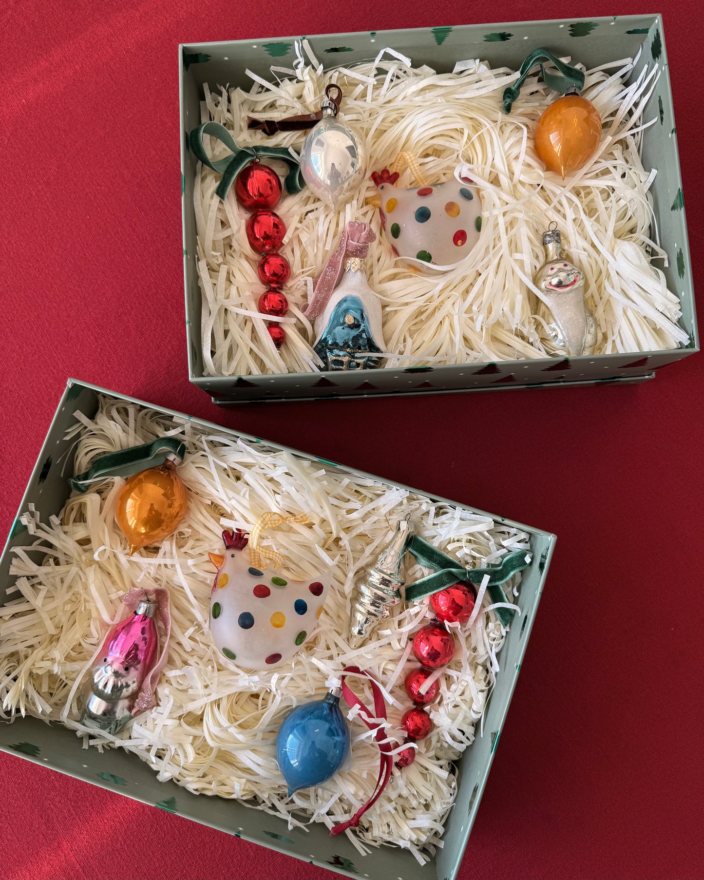 Vintage Christmas Tree Glass Ornaments Sets