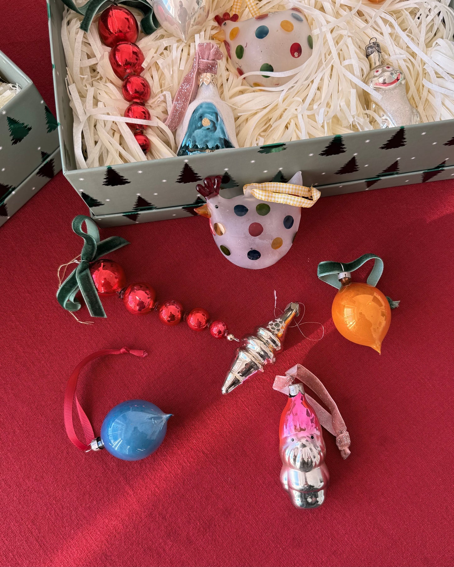 Vintage Christmas Tree Glass Ornaments Sets