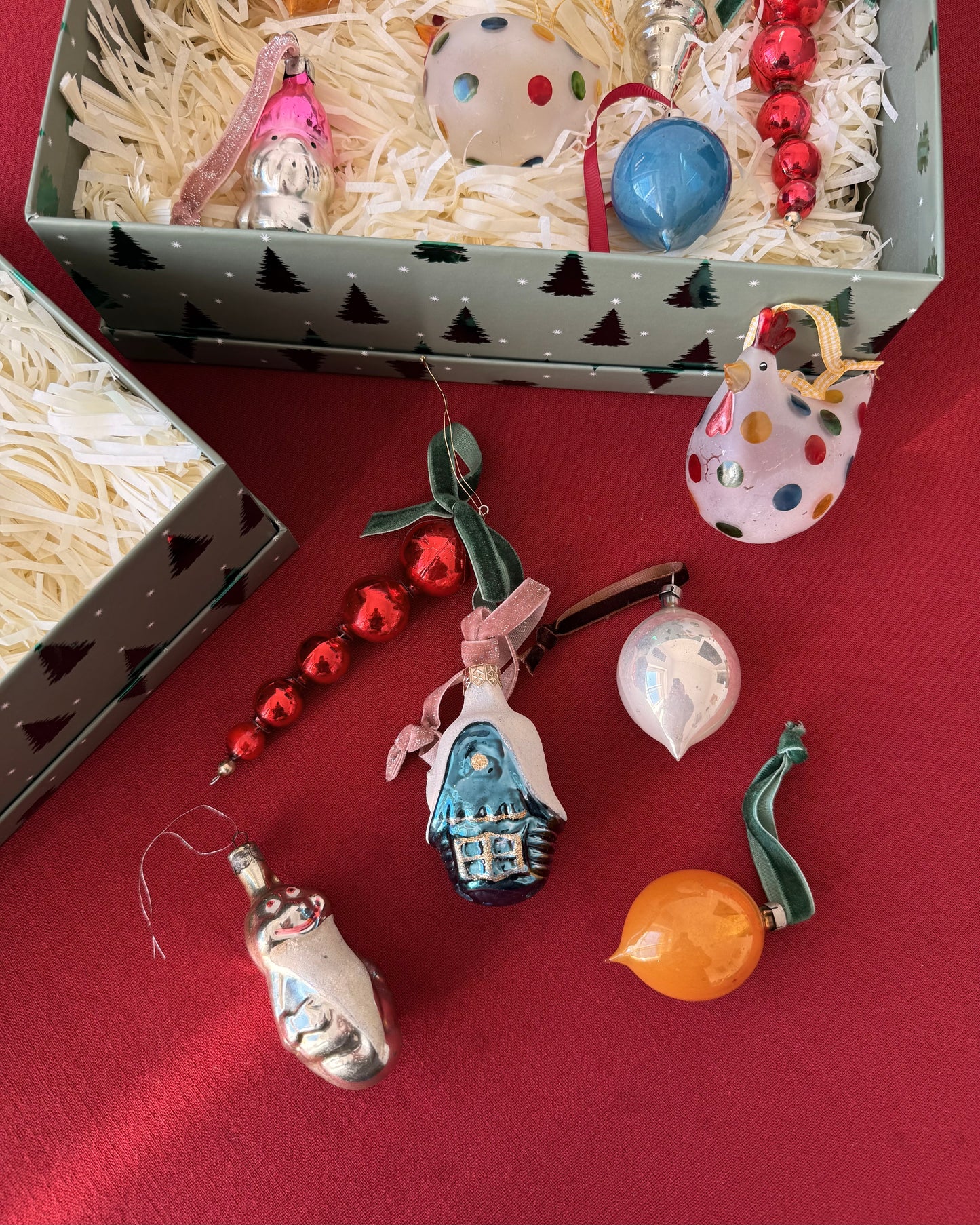 Vintage Christmas Tree Glass Ornaments Sets