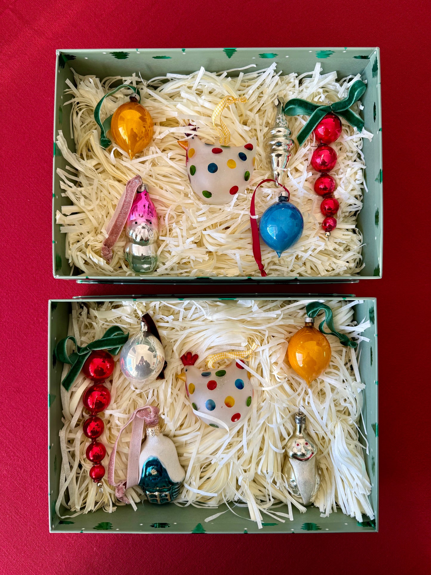 Vintage Christmas Tree Glass Ornaments Sets