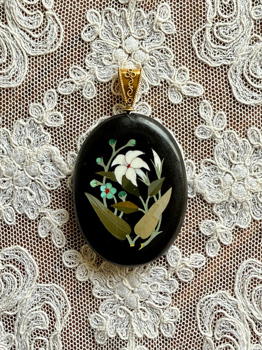 Antique Victorian Pietra Dura Pendant