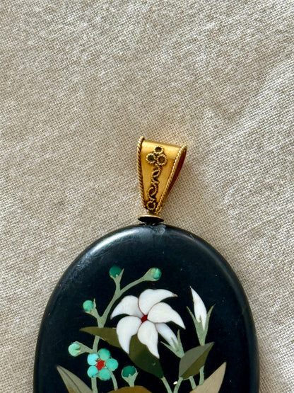 Antique Victorian Pietra Dura Pendant