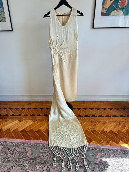 Vintage 1920's Silk Wedding Dress Set