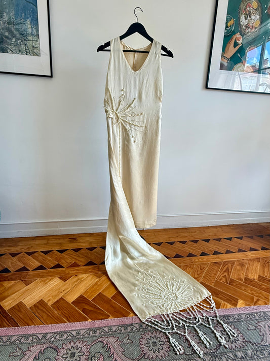 Vintage 1920's Silk Wedding Dress Set