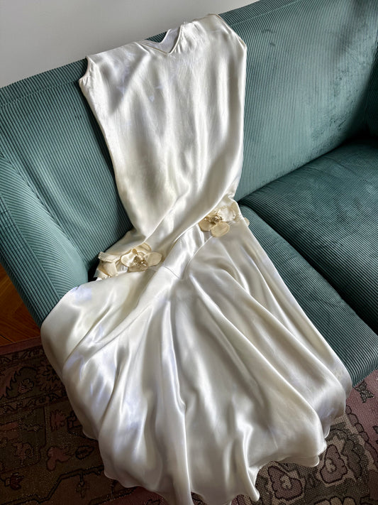 Vintage 1920's Silk Satin Wedding Dress