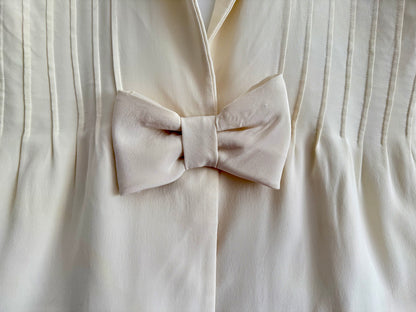 Vintage Cream Silk Cropped Bow Jacket