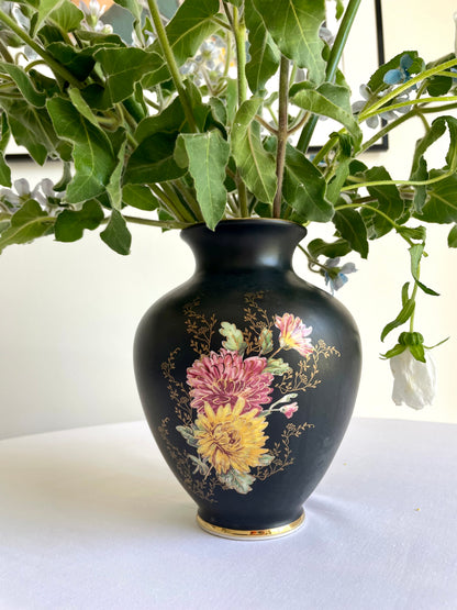 Vintage Waldershof Black Vase, Bavaria