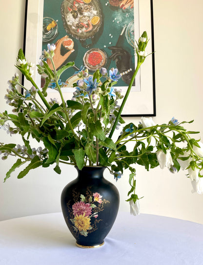 Vintage Waldershof Black Vase, Bavaria
