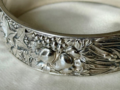 Vintage Silver Repoussé Bangle Bracelet