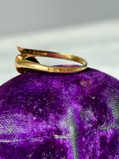 Vintage 19.2ct Gold Snake Ring with Diamond & Sapphire Inlay