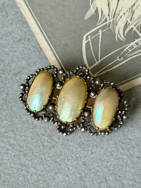 Antique Coque de Perle & Cut Steel Brooch