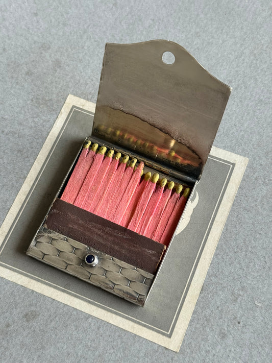 Vintage Silver plated Woven Match Holder