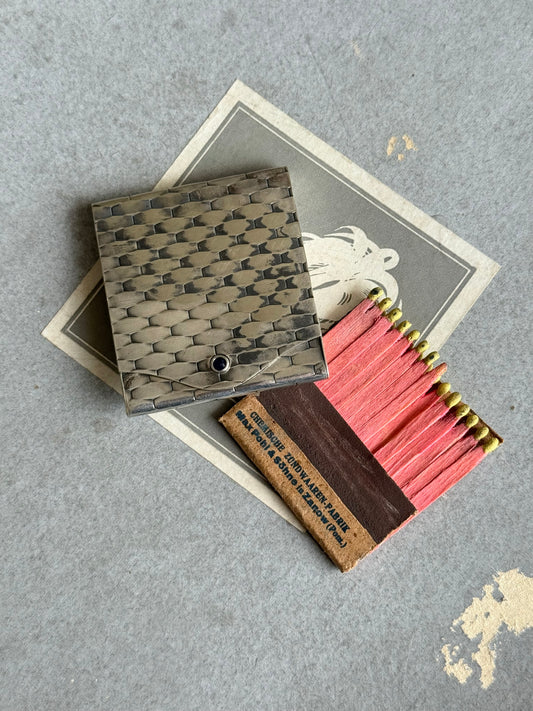 Vintage Silver plated Woven Match Holder