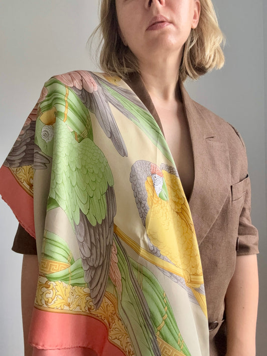 Vintage Salvatore Ferragamo “Le Perroquets” Silk Scarf