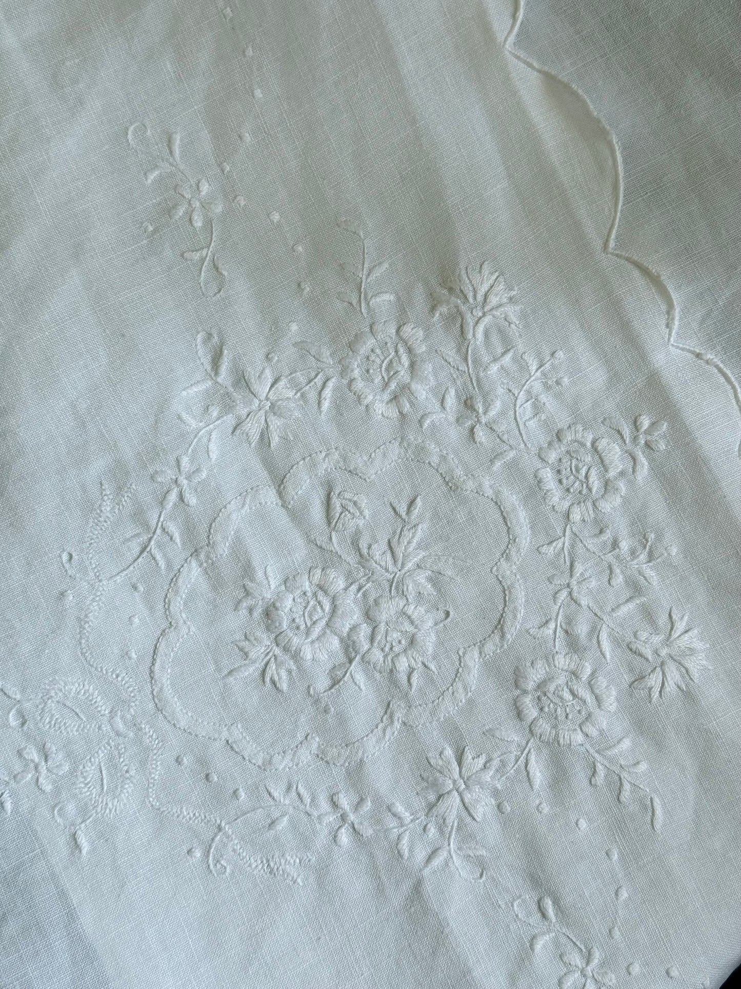 Vintage White Embroidered Linen Wrap Skirt