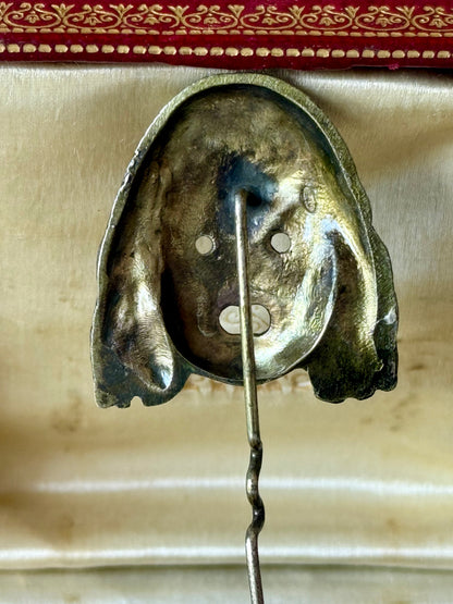 Vintage Italian Tragic Theatre Mask Silver Stick Pin