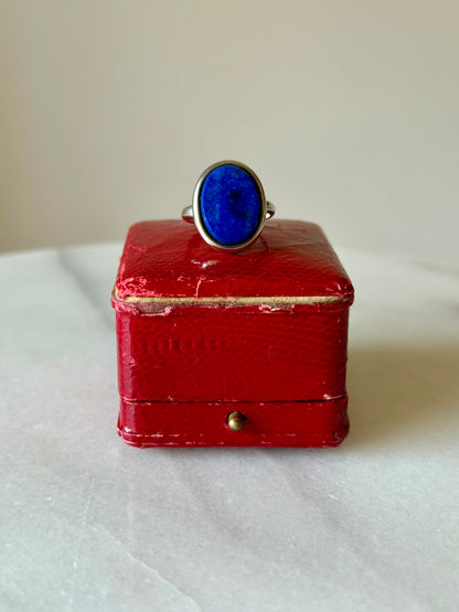 Vintage Lapis Lazuli Sterling Silver Signet Ring