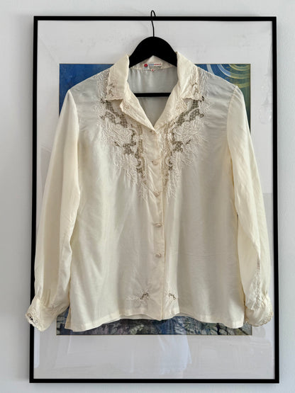 Vintage Hand Embroidered Silk Blouse