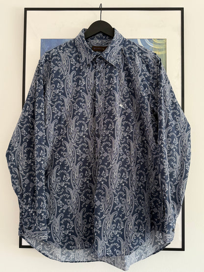 Vintage Etro Navy Blue Paisley Shirt