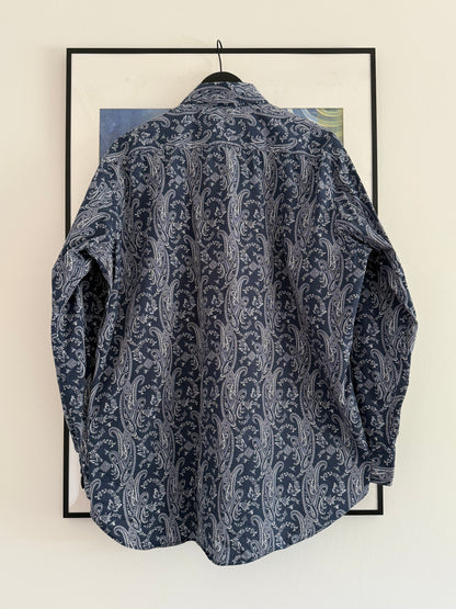 Vintage Etro Navy Blue Paisley Shirt