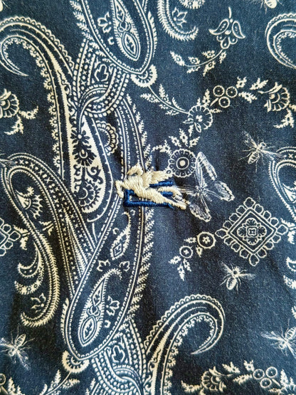 Vintage Etro Navy Blue Paisley Shirt