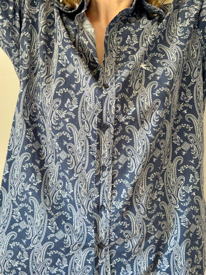 Vintage Etro Navy Blue Paisley Shirt
