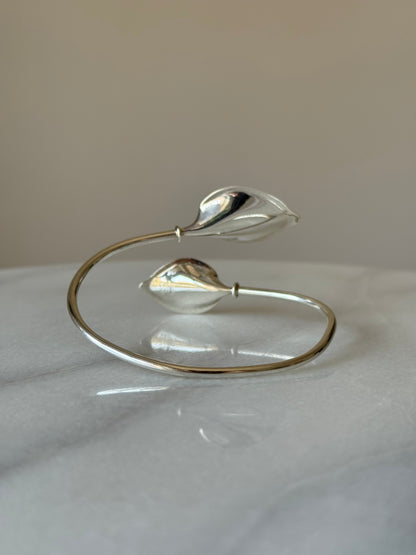 Vintage Silver Dominique Dinouart, Mexico Lillies Cuff Bracelet