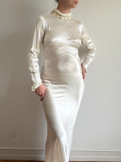 1930's Silk Satin Wedding Gown