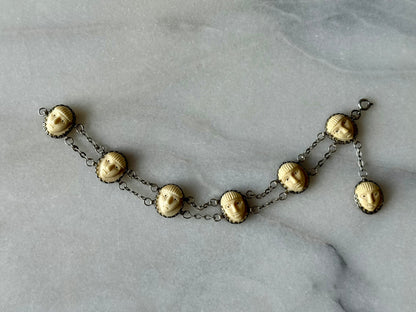 Antique Egyptian Revival Pharaoh Faces Bracelet