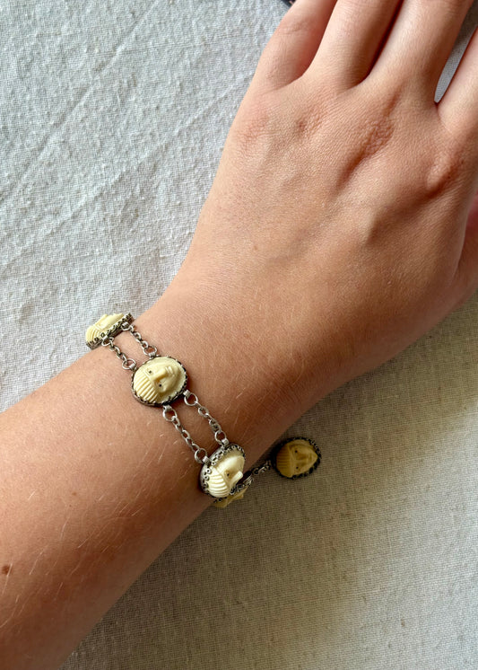 Antique Egyptian Revival Pharaoh Faces Bracelet