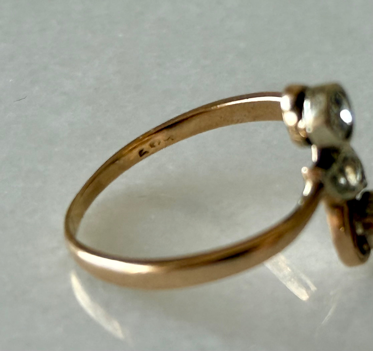 Antique Toi et Moi 14k Gold Diamond Ring