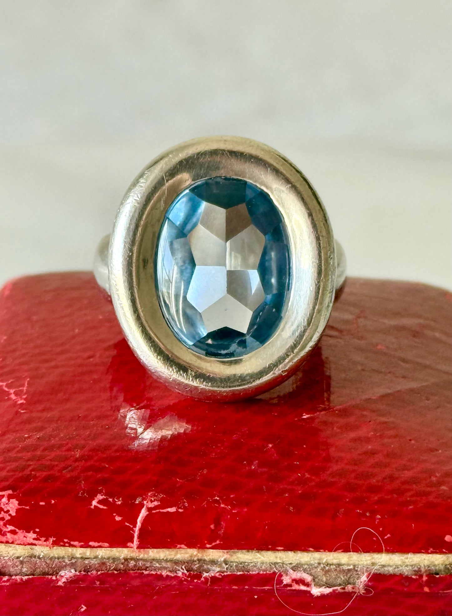 Vintage Silver and Blue Topaz Statement Ring