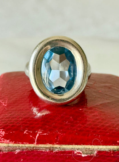 Vintage Silver and Blue Topaz Statement Ring