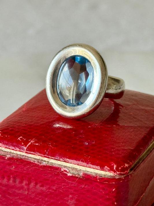 Vintage Silver and Blue Topaz Statement Ring