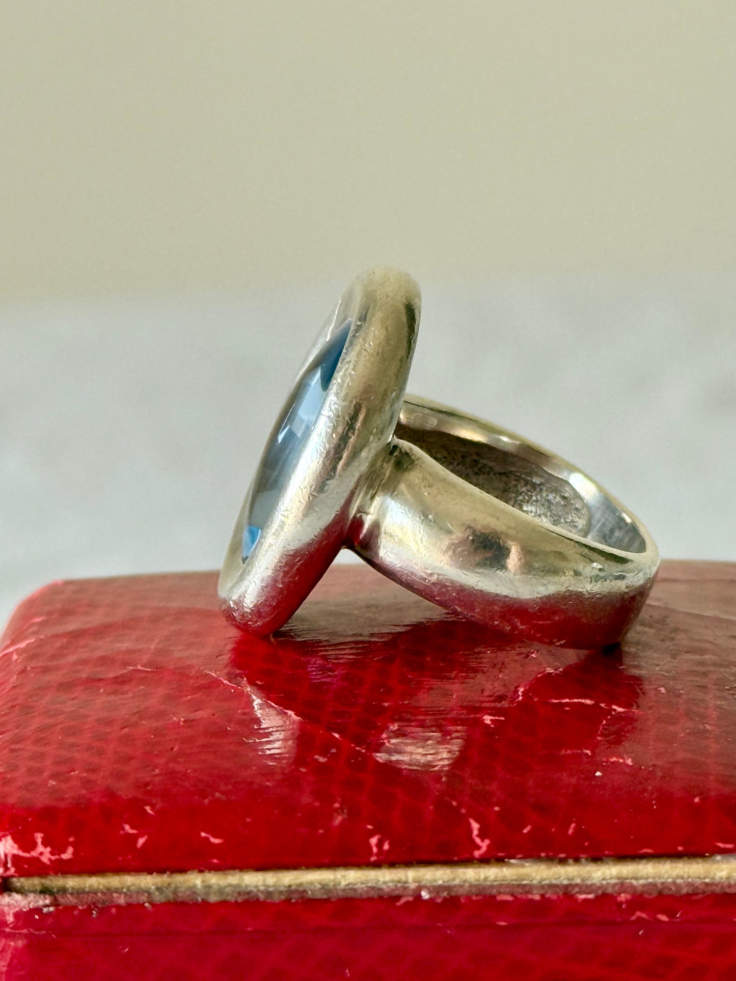 Vintage Silver and Blue Topaz Statement Ring